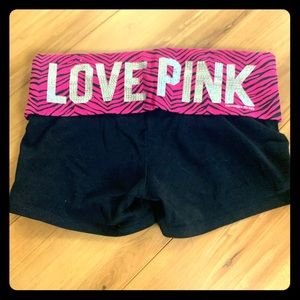 PINK folded over zebra shorts